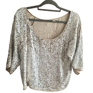 Boston Proper Sequined Pop Over Blouse